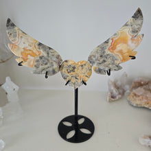 Load image into Gallery viewer, Yellow Crazy Lace Agate Heart with Wings

