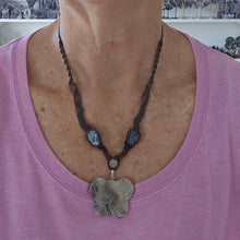 Load image into Gallery viewer, Pink Amethyst Butterfly Macrame Necklace
