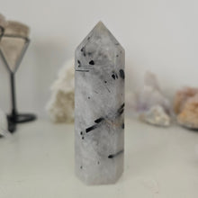 Load image into Gallery viewer, Black Tourmaline in Quartz Tower
