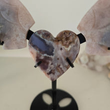 Load image into Gallery viewer, Black Flower Agate Heart Wings
