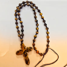 Load image into Gallery viewer, Tiger&#39;s Eye Cross Necklace
