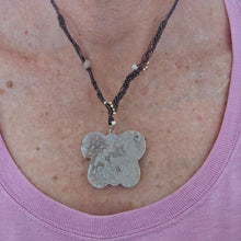 Load image into Gallery viewer, Pink Amethyst Butterfly Macrame Necklace
