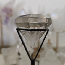Load image into Gallery viewer, Faceted Clear Quartz Diamond with Stand - Rainbows
