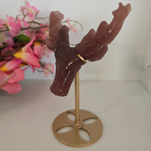 Load image into Gallery viewer, Strawberry Quartz Deer Head with Stand
