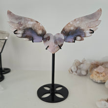 Load image into Gallery viewer, Black Flower Agate Heart Wings
