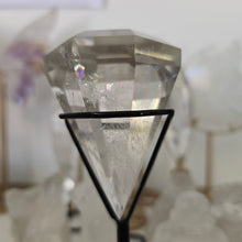 Load image into Gallery viewer, Faceted Clear Quartz Diamond with Stand - Rainbows
