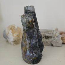 Load image into Gallery viewer, Moss Agate Owl in Tree Stump
