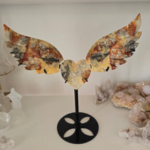 Load image into Gallery viewer, Yellow Crazy Lace Agate Heart with Wings
