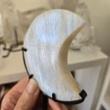Load image into Gallery viewer, Moonstone Crescent Moon with Stand

