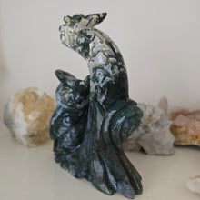 Load image into Gallery viewer, Moss Agate Owl Tree Branch with Butterfly

