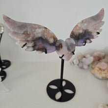 Load image into Gallery viewer, Black Flower Agate Heart Wings
