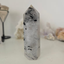 Load image into Gallery viewer, Black Tourmaline in Quartz Tower
