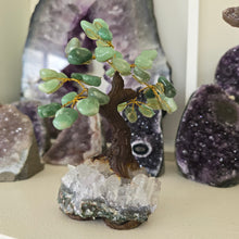 Load image into Gallery viewer, Green Quartz Bonsai Tree on Amethyst Cluster
