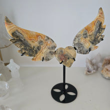 Load image into Gallery viewer, Yellow Crazy Lace Agate Heart with Wings

