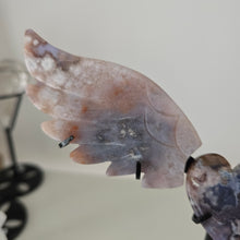 Load image into Gallery viewer, Black Flower Agate Heart Wings
