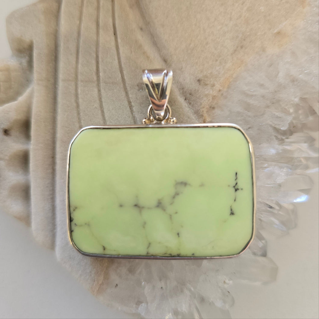 Citron Chrysoprase Sterling Silver Pendant