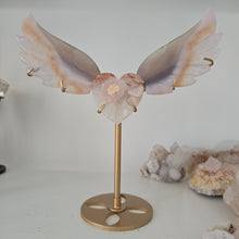 Load image into Gallery viewer, Agate, Amethyst &amp; Flower Agate Heart Wings
