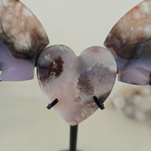 Load image into Gallery viewer, Black Flower Agate Heart Wings
