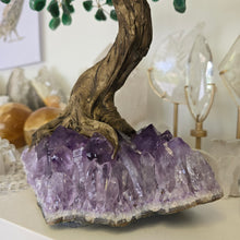 Load image into Gallery viewer, Green Quartz Bonsai Tree on Amethyst Cluster
