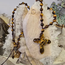 Load image into Gallery viewer, Tiger&#39;s Eye Cross Necklace
