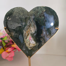 Load image into Gallery viewer, Moss Agate Heart with Stand

