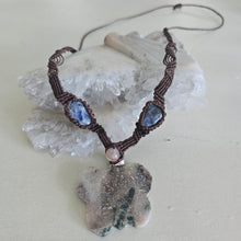 Load image into Gallery viewer, Pink Amethyst Butterfly Macrame Necklace
