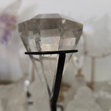 Load image into Gallery viewer, Faceted Clear Quartz Diamond with Stand - Rainbows
