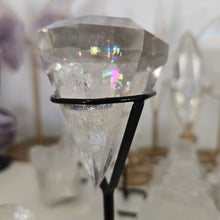 Load image into Gallery viewer, Faceted Clear Quartz Diamond with Stand - Rainbows
