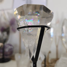Load image into Gallery viewer, Faceted Clear Quartz Diamond with Stand - Rainbows
