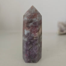 Load image into Gallery viewer, Pink Tourmaline and Lepidolite in Quartz Obelisk

