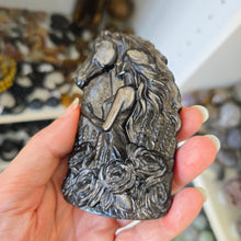 Load image into Gallery viewer, Silver Sheen Obsidian Lady with Horse
