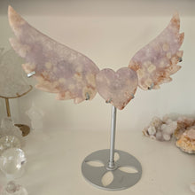 Load image into Gallery viewer, Amethyst X Flower Agate Heart Wings
