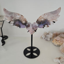 Load image into Gallery viewer, Black Flower Agate Heart Wings
