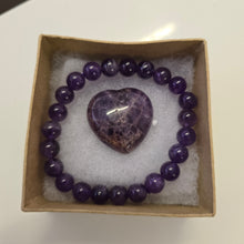 Load image into Gallery viewer, Amethyst Bracelet and Heart Boxset
