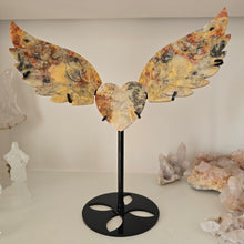 Load image into Gallery viewer, Yellow Crazy Lace Agate Heart with Wings
