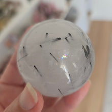 Load image into Gallery viewer, Black Tourmaline in Quartz Sphere - Rainbow
