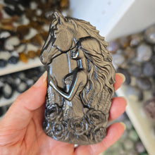 Load image into Gallery viewer, Silver Sheen Obsidian Lady with Horse
