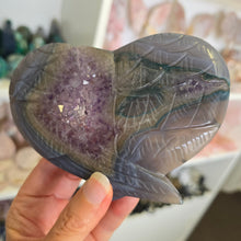 Load image into Gallery viewer, Agate Amethyst Heart Wings
