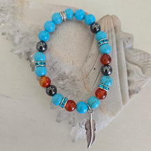 Load image into Gallery viewer, Turquoise wirh Carnelian and Hematite Bracelet
