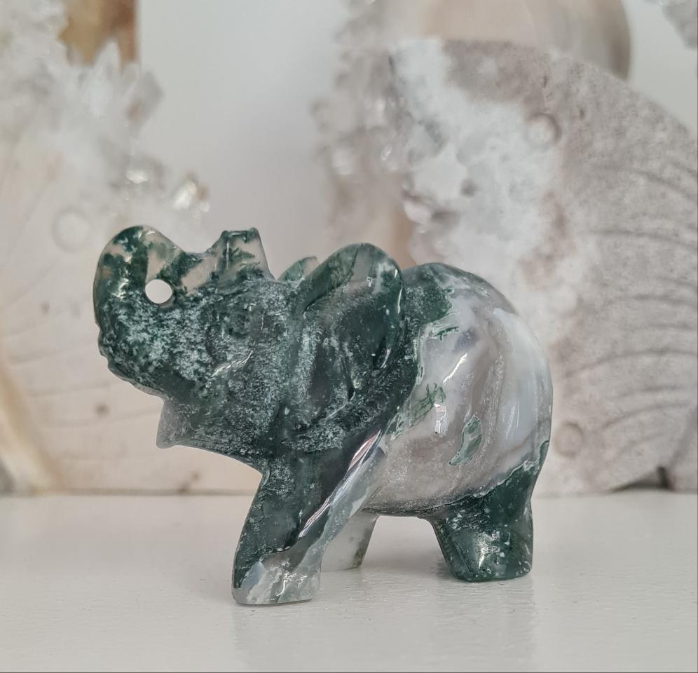 Moss Agate Elephant