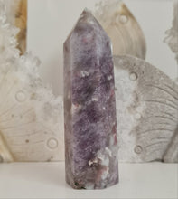 Load image into Gallery viewer, Pink Tourmaline and Lepidolite in Quartz Obelisk

