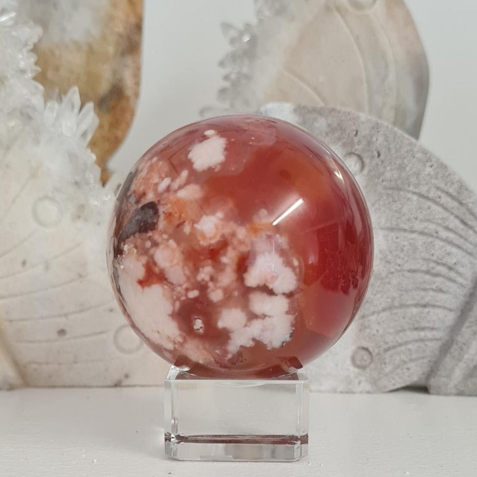 Carnelian Flower Agate Sphere