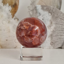 Load image into Gallery viewer, Carnelian Flower Agate Sphere with Druzy
