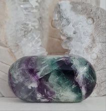 Load image into Gallery viewer, Feather Fluorite Palmstone with Rainbows
