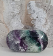Load image into Gallery viewer, Feather Fluorite Palmstone with Rainbows
