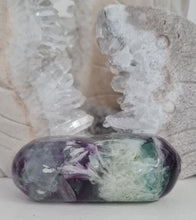 Load image into Gallery viewer, Feather Fluorite Palmstone with Rainbows
