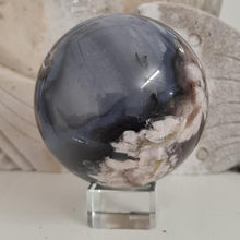 Load image into Gallery viewer, Black Flower Agate Sphere
