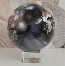 Load image into Gallery viewer, Black Flower Agate Sphere
