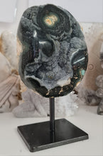 Load image into Gallery viewer, Black Galaxy Amethyst with Stalactite Eye on Stand
