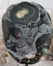 Load image into Gallery viewer, Black Galaxy Amethyst with Stalactite Eye on Stand

